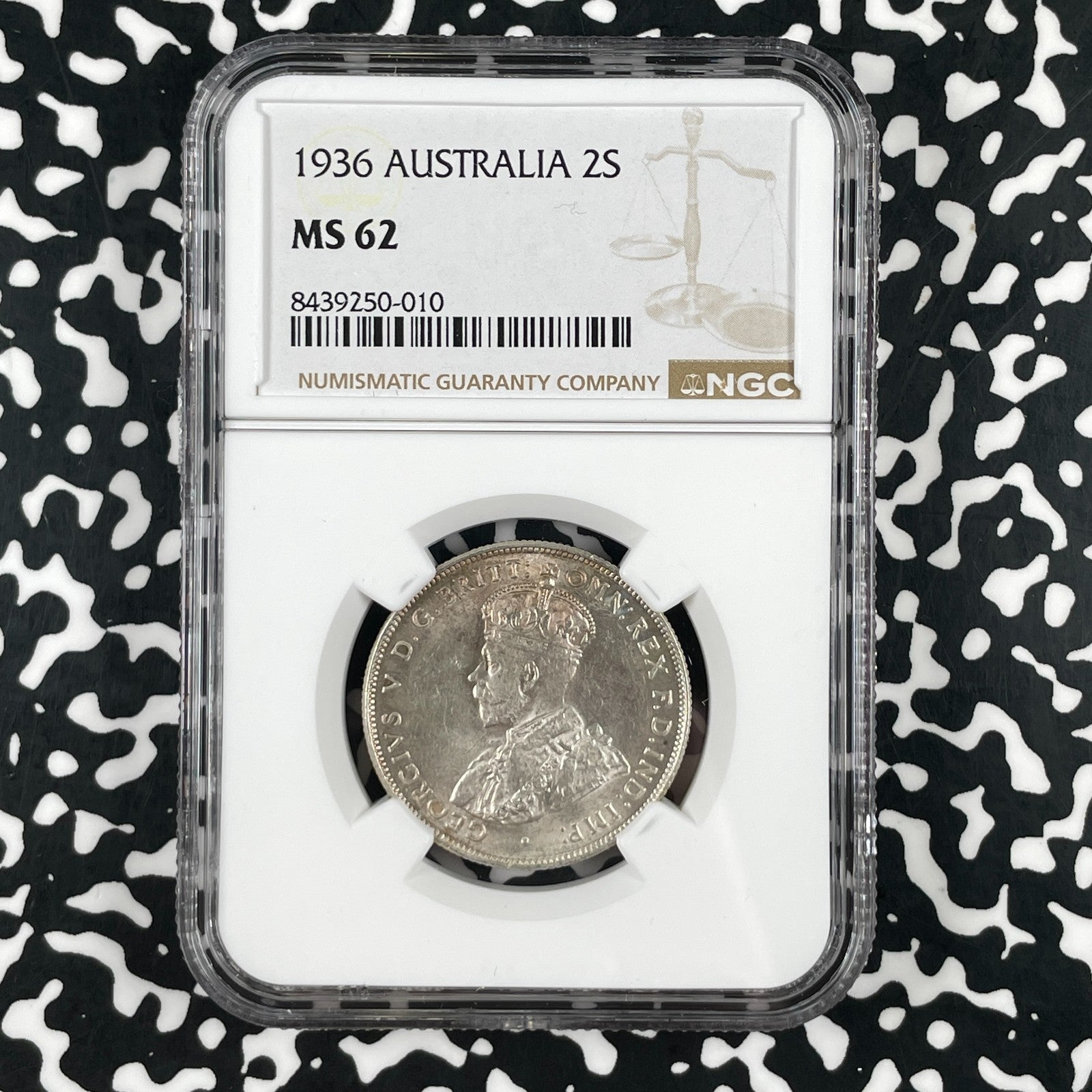 1936 Australia 1 Florin NGC MS62 Lot#G3338 Silver! Nice UNC!