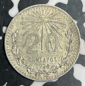 1928-M Mexico 20 Centavos Lot#T3315 Silver!