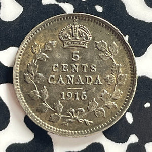 1916 Canada 5 Cents Lot#T7800 Silver! Nice!