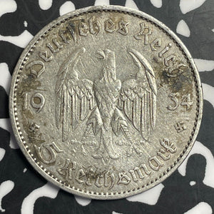 1934-A Germany 5 Mark Lot#E8068 Silver!