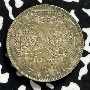 1922 Brazil 2000 Reis Lot#T9722 Silver! High Grade! Beautiful!