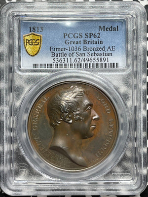 1813 G.B. Battle Of San Sebastian Medal PCGS SP62 Lot#GV8592 Eimer-1036