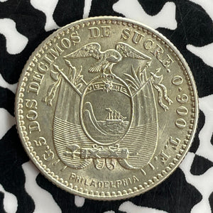 1916-Philadelphia Ecuador 2 Decimos Lot#C1047 Silver! High Grade! Beautiful!