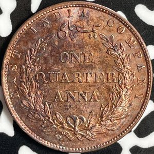 1858 India 1/4 Anna Lot#D9050 High Grade! Beautiful!