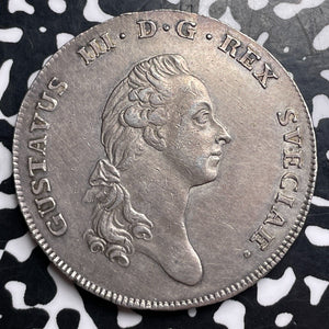 1776-OL Sweden 1 Riksdaler Lot#JM8530 Large Silver! Nice!