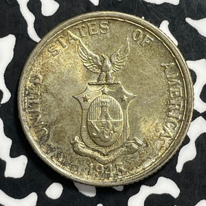 1945-S U.S. Philippines 50 Centavos Lot#C0701 Silver! High Grade! Beautiful!
