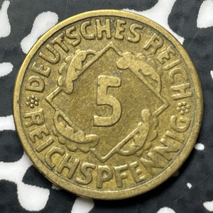 1925-F Germany 5 Pfennig (9 Available) (1 Coin Only)