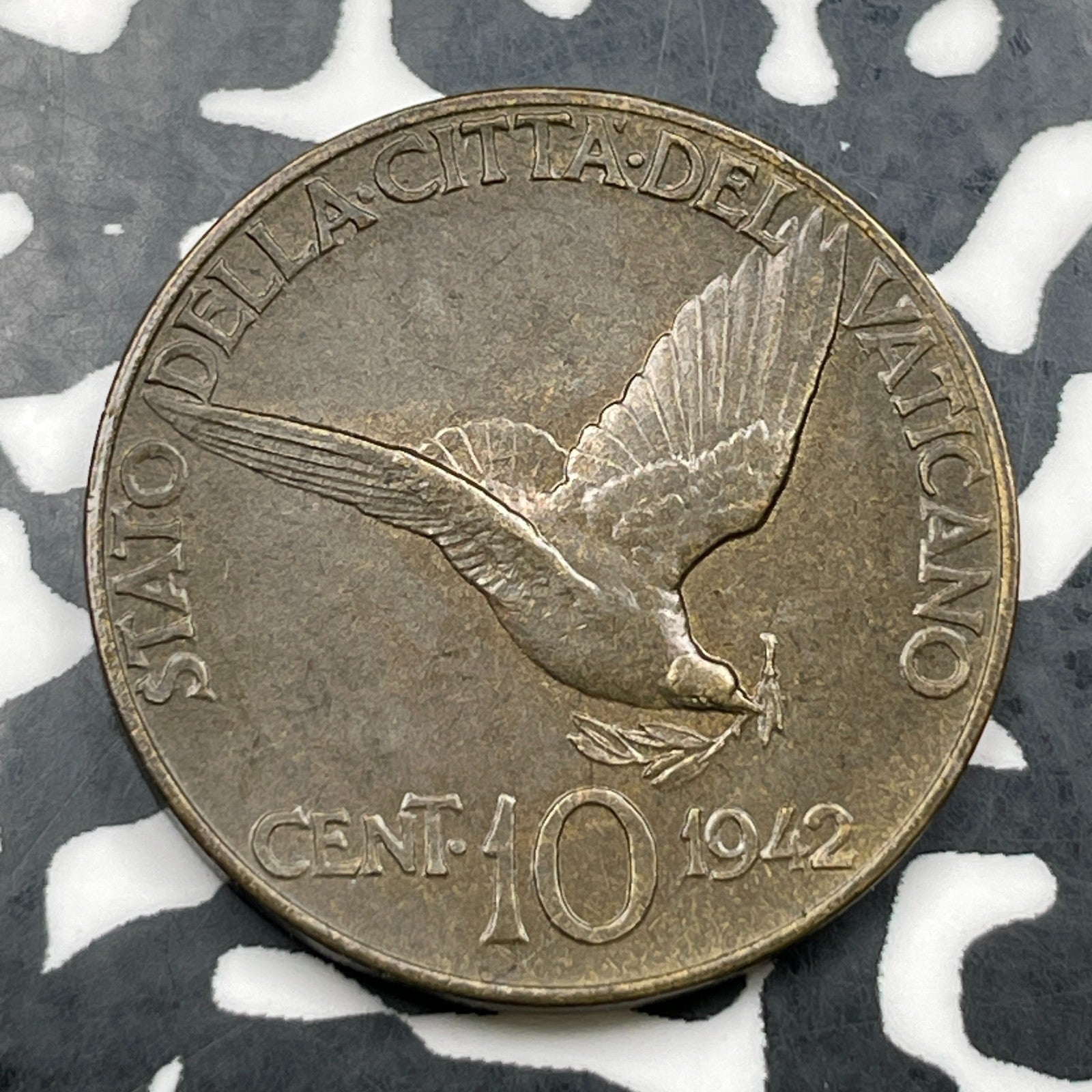 1942 Vatican City 10 Centesimi Lot#JM2229 High Grade! Beautiful! 7,500 Minted