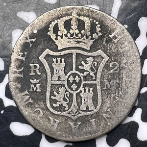 1800-M MF Spain 2 Reales Lot#T2227 Silver!