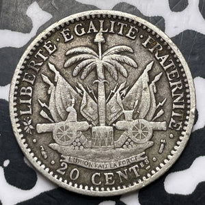 1881 Haiti 20 Centimes Lot#MK382 Silver! KM#45