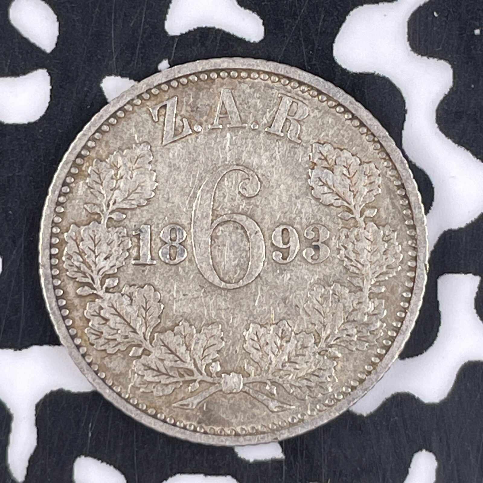 1893 South Africa 6 Pence Sixpence Lot#F3317 Silver! Low Mintage