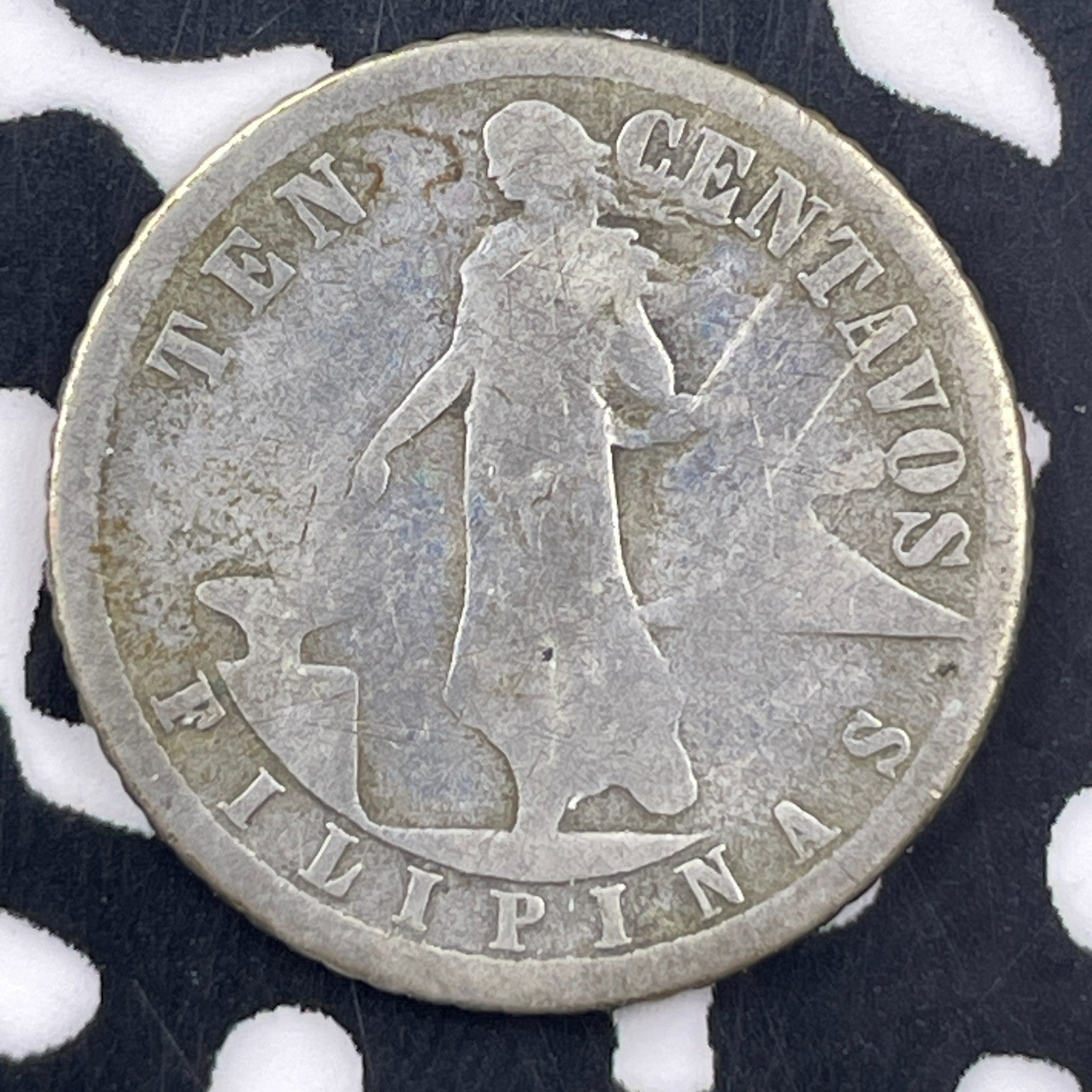 1909-S U.S. Philippines 10 Centavos Lot#F1924 Silver!