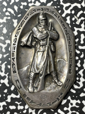 U/D Hungary WWI Soldier In Front Of Mountain Plaque Lot#OV1286 Silver! 83x53mm