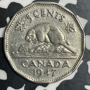 1947-Dot Canada 5 Cents Lot#JM9068 Key Date!