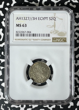 AH 1327 Year 3 (1911-H) Egypt 2 Qirsh NGC MS63 Lot#G231 Silver! Choice UNC!