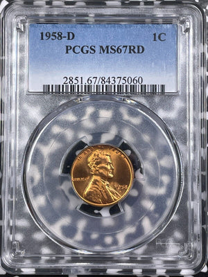 1958-D U.S. Lincoln Wheat Cent PCGS MS67RD Lot#G9543 Gem BU!