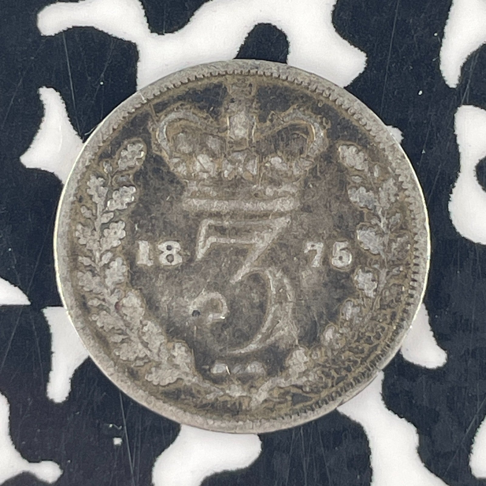 1875 Great Britain 3 Pence Threepence Lot#F4522 Silver!