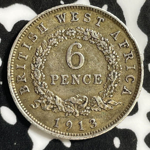 1913 British West Africa 6 Pence Sixpence Lot#E3102 Silver!