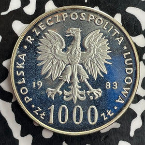 1983 Poland Pope John Paull II 1000 Zlotych Lot#C1019 Silver! Proof!
