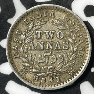 1841 India 2 Annas Lot#E4883 Silver! Nice!