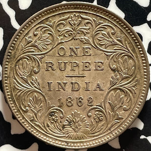 1862 India 1 Rupee Lot#JM9313 Silver! High Grade! Beautiful!