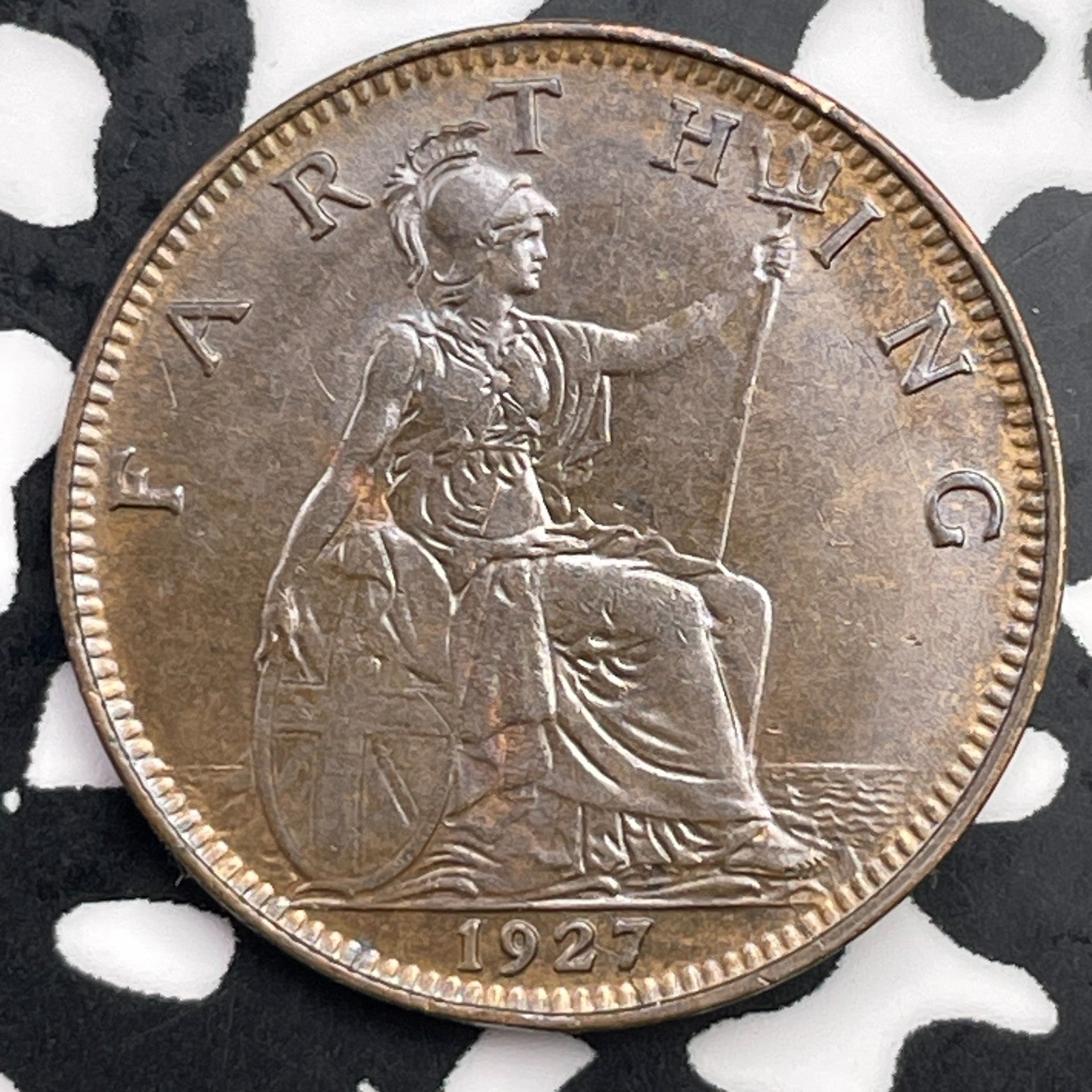 1927 Great Britain 1 Farthing Lot#F3263 High Grade! Beautiful!