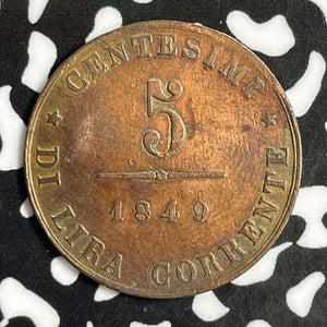 1849 Italy Venice 5 Centesimi Lot#E1761 Old Cleaning