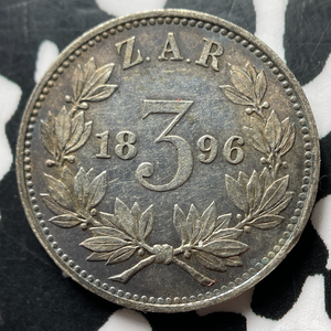 1896 South Africa 3 Pence Threepence Lot#MK186 Silver!