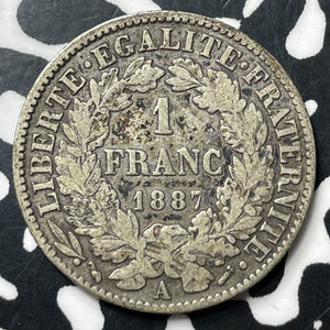 1887-A France 1 Franc Lot#E8113 Silver!