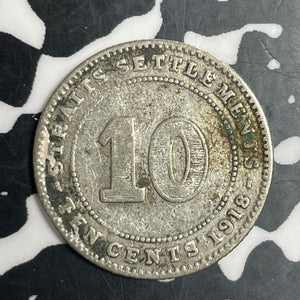 1918 Straits Settlements 10 Cents Lot#T3321 Silver!