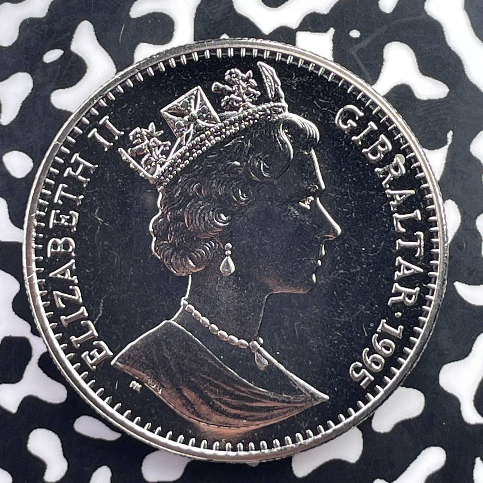 1995 Gibraltar 1 Crown Lot#C5508 High Grade! Beautiful! KM#329