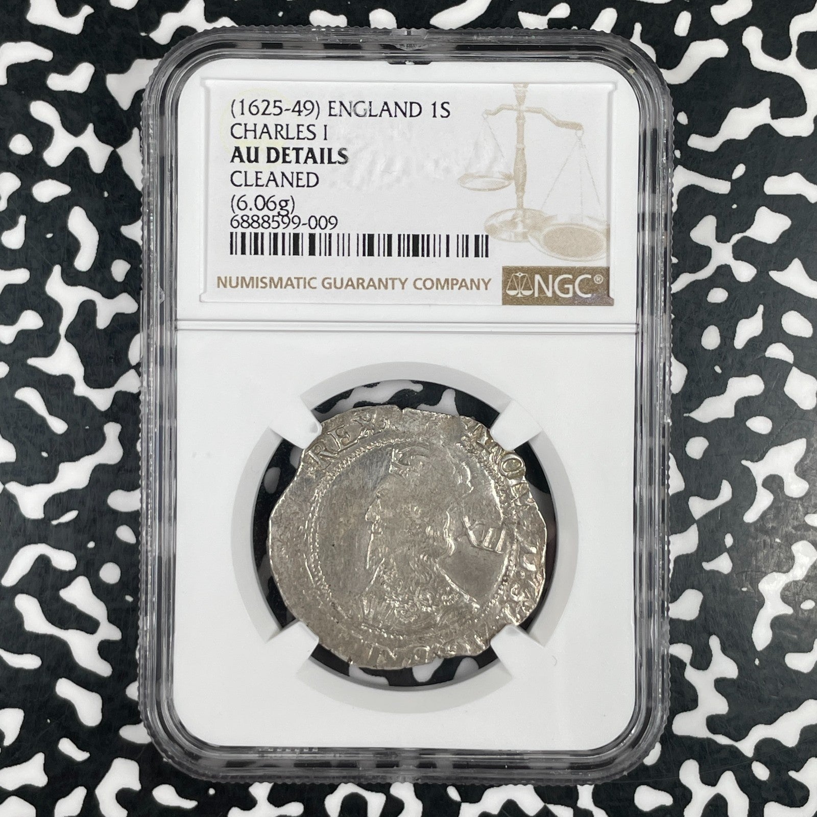 (1625-1649) G.B. Charles I 1 Shilling NGC Cleaned-AU Details Lot#G3902 Silver!