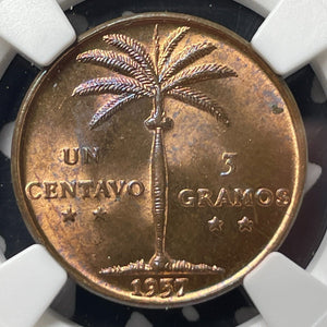 1957 Dominican Republic 1 Centavo NGC MS64RB Lot#G9492 Choice UNC!