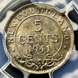 1941-C Newfoundland 5 Cents PCGS MS64 Lot#G9851 Silver! Choice UNC!