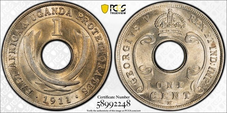 1911-H East Africa & Uganda 1 Cent PCGS MS64 Lot#G3910 Choice UNC! KM#7