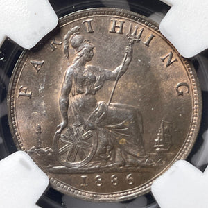 1886 Great Britain Farthing NGC MS64BN Lot#G7240 Choice UNC!