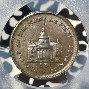 1837 Ireland Limerick Mont De Piete Farthing Token PCGS MS62BN Lot#G143