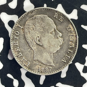 1887-M Italy 1 Lira Lot#T8648 Silver! Nice!