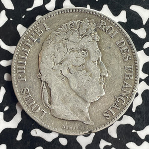 1833-B France 5 Francs Lot#T8320 Large Silver Coin!