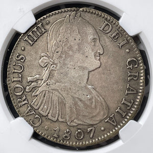 1807-Mo TH Mexico 8 Reales NGC VF30 Lot#G8072 Large Silver!