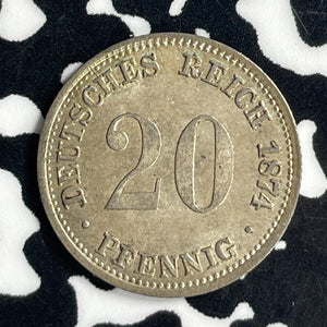 1874-A Germany 20 Pfennig Lot#T7033 Silver! High Grade! Beautiful!