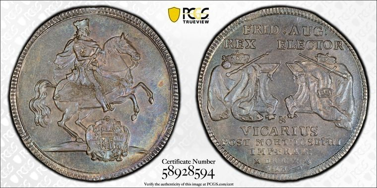 1711-ILH Germany Saxony 1/2 Thaler Vicariat Issue  PCGS MS61 Lot#G4219 Silver!