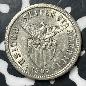 1907-S U.S. Philippines 10 Centavos Lot#E8828 Silver! High Grade! Beautiful!