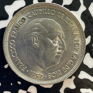 1957 (58) Spain 25 Pesetas Lot#T3012 High Grade! Beautiful! Better Date