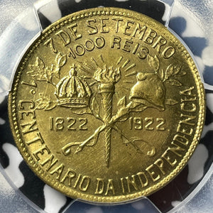 1922 Brazil 1000 Reis PCGS MS64 Lot#G7860 Choice UNC! 'BBASIL' Error