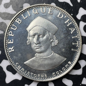 1973 Haiti 25 Gourdes Lot#E9553 Silver! Proof! Columbus