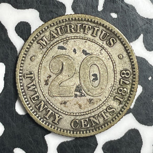 1878 Mauritius 20 Cents Lot#T6688 Silver! Scarce!
