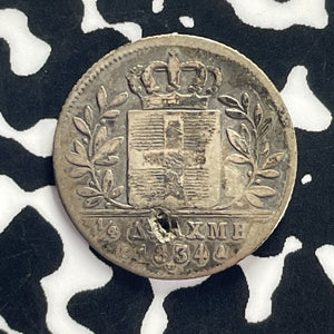 1834 Greece 1/4 Drachma Lot#T8658 Silver! Bent & Holed