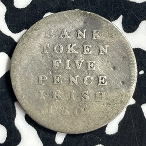 1803 Ireland 5 Pence Token Lot#T6965 Silver! Damaged