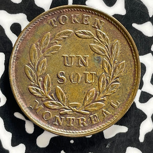 (1838) Lower Canada Boquet Sou 1/2 Penny Token Lot#JM0163 High Grade! LC-33a1